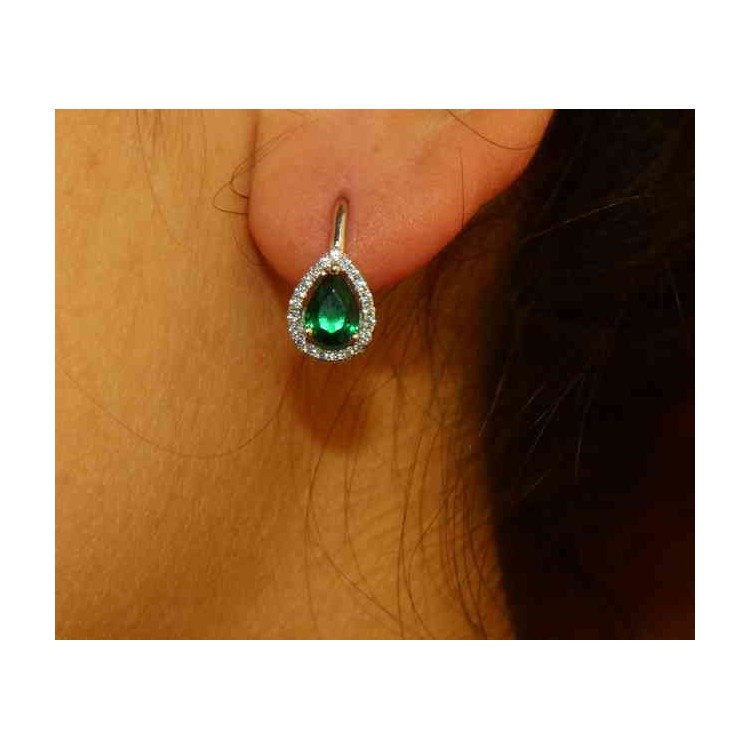 RMB|NALBORI Nun earrings in 925 silver emerald green drop