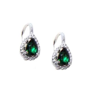 RMB|NALBORI Orecchini a monachella in argento 925 goccia verde emerald