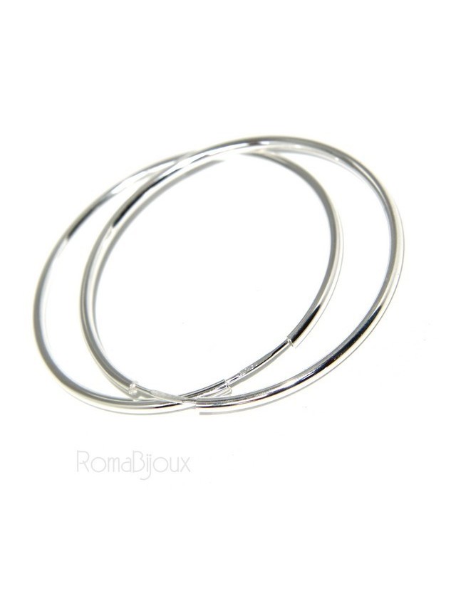 Argento 925 : orecchini donna anelle cerchi boccole lisce chiare classiche 46 mm