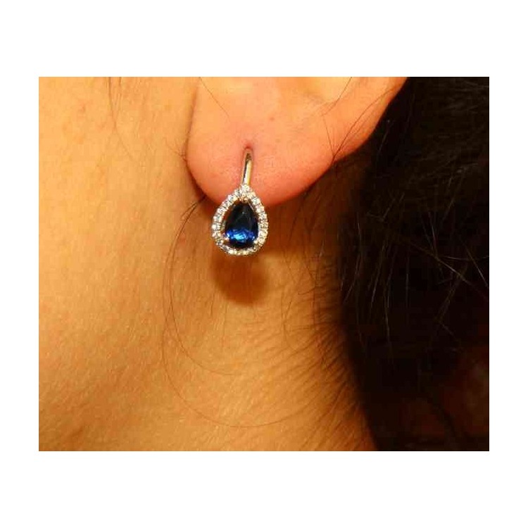 RMB|NALBORI Orecchini a monachella in argento 925 goccia blu sapphire