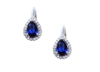 RMB|NALBORI Orecchini a monachella in argento 925 goccia blu sapphire