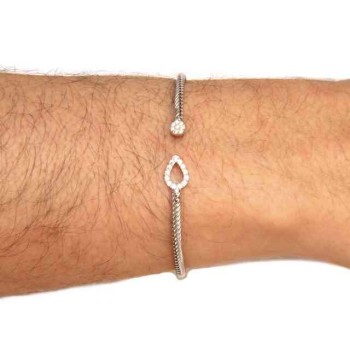 RMB|NALBORI Cable open rigid bracelet with zircon drop