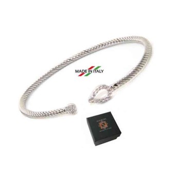 RMB|NALBORI Cable open rigid bracelet with zircon drop