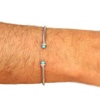 RMB|NALBORI Cable bracciale cavetto rigido aperto con turchese