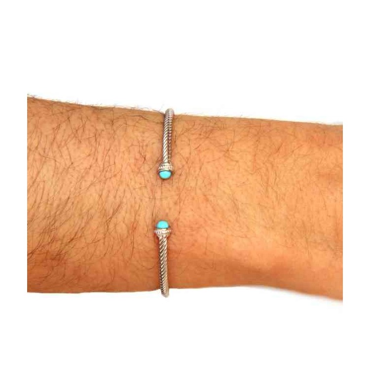 RMB|NALBORI Cable open rigid bracelet with turquoise
