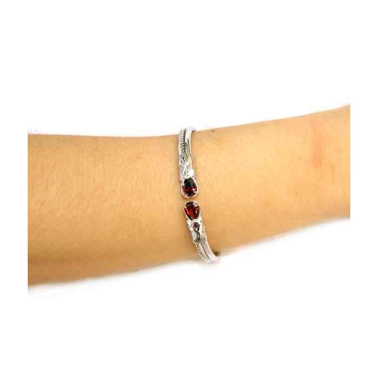 RMB|NALBORI Cable rigid cable bracelet open with red rubin zircon