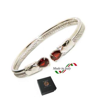 RMB|NALBORI Cable rigid cable bracelet open with red rubin zircon