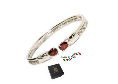 RMB|NALBORI Cable rigid cable bracelet open with red rubin zircon