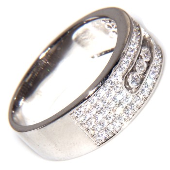 RMB|anello argento 925 fascia con 5 file zirconi microsetting brillante e binario fede