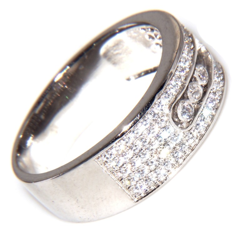 RMB|925 silver band ring with 5 rows of brilliant microsetting zircons and binary wedding band