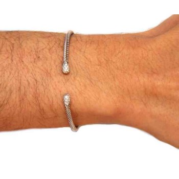 RMB|NALBORI cable 925 silver bracelet open wire rigid zircon slave stones