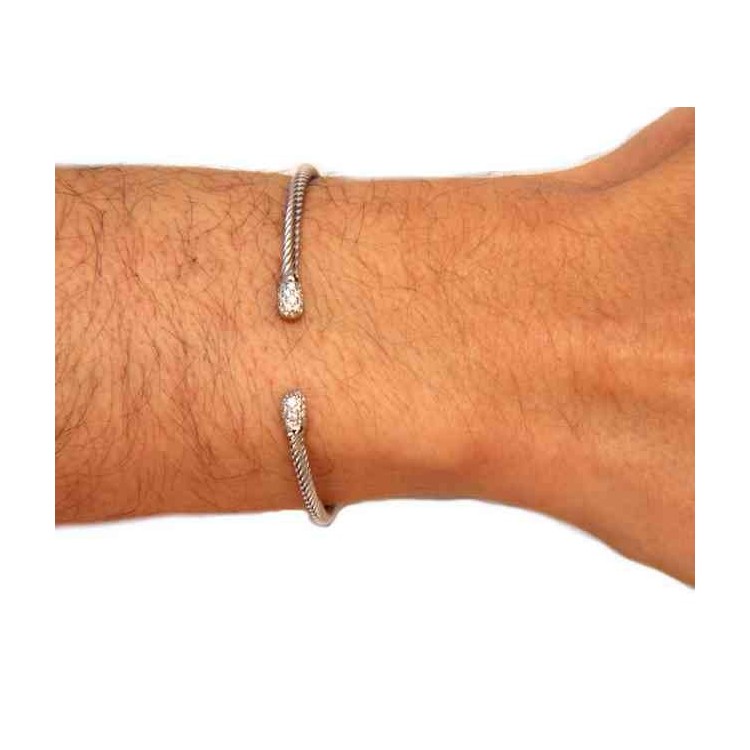 RMB|NALBORI cable 925 silver bracelet open wire rigid zircon slave stones