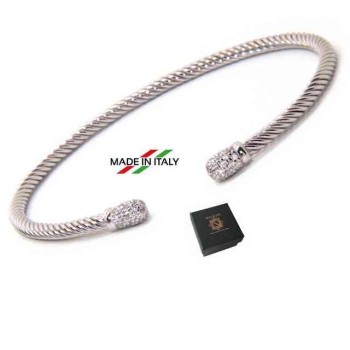 RMB|NALBORI Cable bracciale cavetto rigido aperto con pomello di zirconi