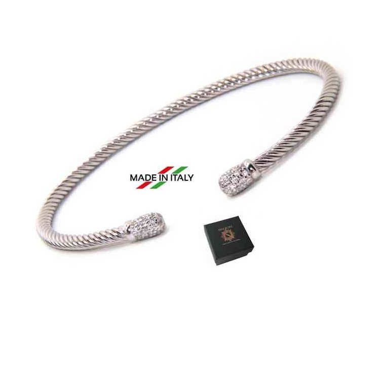 RMB|NALBORI Cable bracciale cavetto rigido aperto con pomello di zirconi