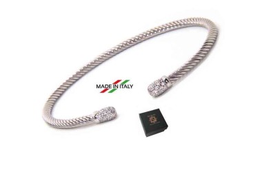 RMB|NALBORI cable 925 silver bracelet open wire rigid zircon slave stones