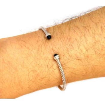 RMB|NALBORI Cable open rigid bracelet with onyx