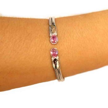 RMB|NALBORI Cable bracciale cavetto rigido aperto con zircone rosa