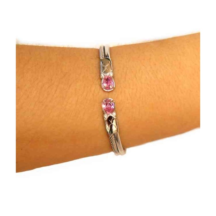 RMB|NALBORI Cable bracciale cavetto rigido aperto con zircone rosa