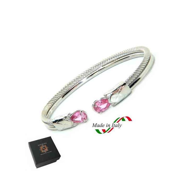 RMB|NALBORI Cable rigid cable bracelet open with rose zircon