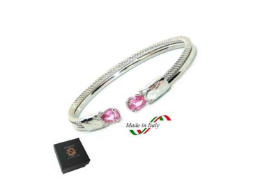 RMB|NALBORI Cable bracciale cavetto rigido aperto con zircone rosa