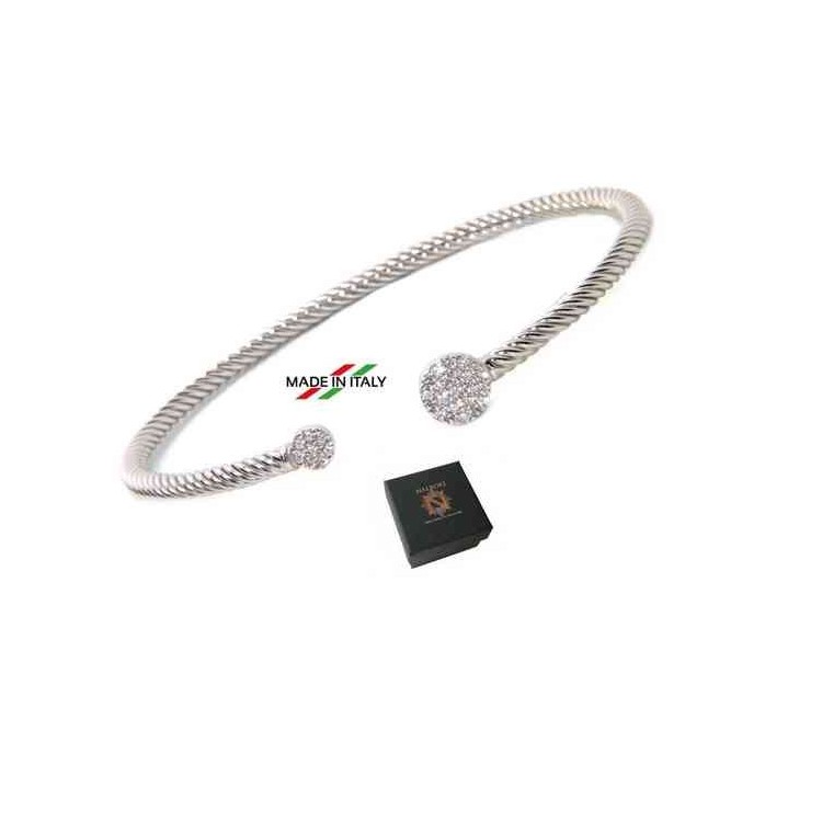 RMB|NALBORI Cable bracciale cavetto rigido aperto con disco di zirconi