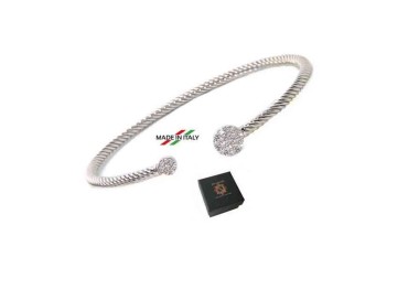 RMB|NALBORI Cable bracciale cavetto rigido aperto con disco di zirconi