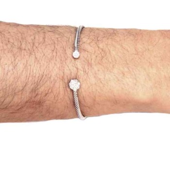 RMB|NALBORI Cable bracciale cavetto rigido aperto con disco di zirconi