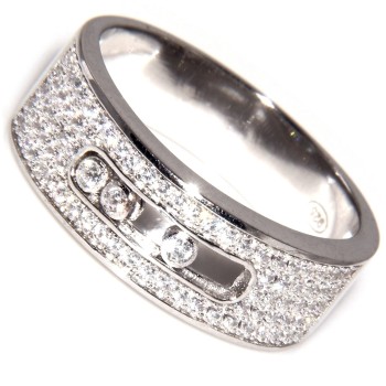 RMB|anello argento 925 fascia con 5 file zirconi microsetting brillante e binario fede