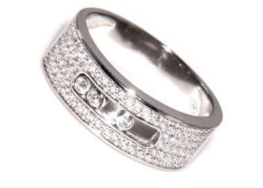 RMB|925 silver band ring with 5 rows of brilliant microsetting zircons and binary wedding band