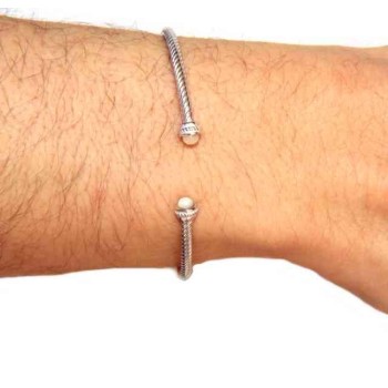 RMB|NALBORI Cable bracciale cavetto rigido aperto con madreperla