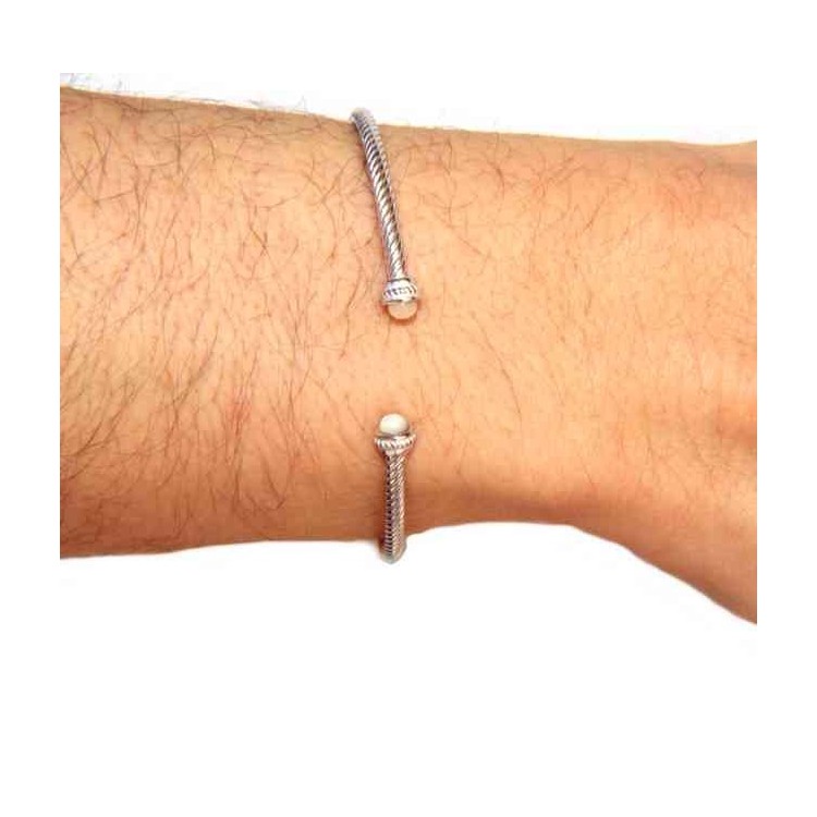 RMB|NALBORI Cable rigid cable bracelet open with mother of pearl