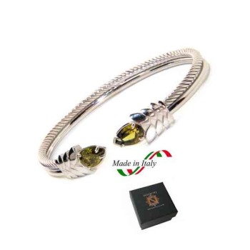 RMB|NALBORI Cable rigid cable bracelet open with green peridot zircon