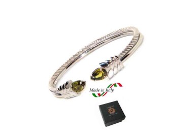 RMB|NALBORI Cable rigid cable bracelet open with green peridot zircon