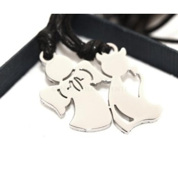 RMB|pair of steel angel and devil necklaces