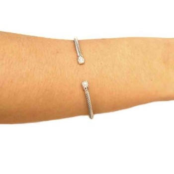 RMB|NALBORI Cable open rigid cable bracelet with cubic zirconia balls