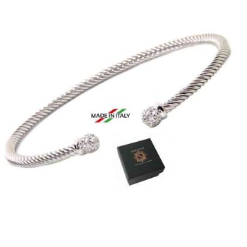 RMB|NALBORI Cable bracciale cavetto rigido aperto con palline di zirconi