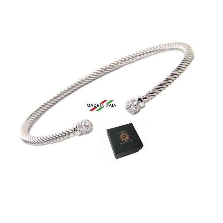 RMB|NALBORI Cable bracciale cavetto rigido aperto con palline di zirconi