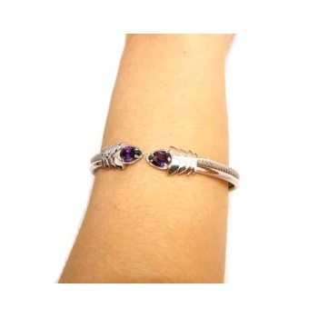 RMB|NALBORI Cable bracciale cavetto rigido aperto con zircone viola ametista