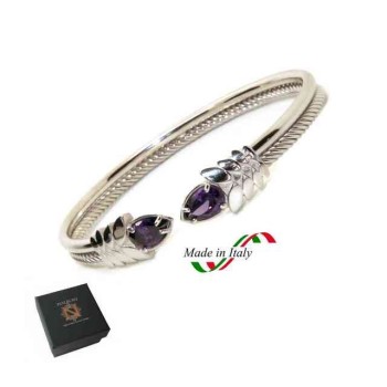 RMB|NALBORI Cable bracciale cavetto rigido aperto con zircone viola ametista