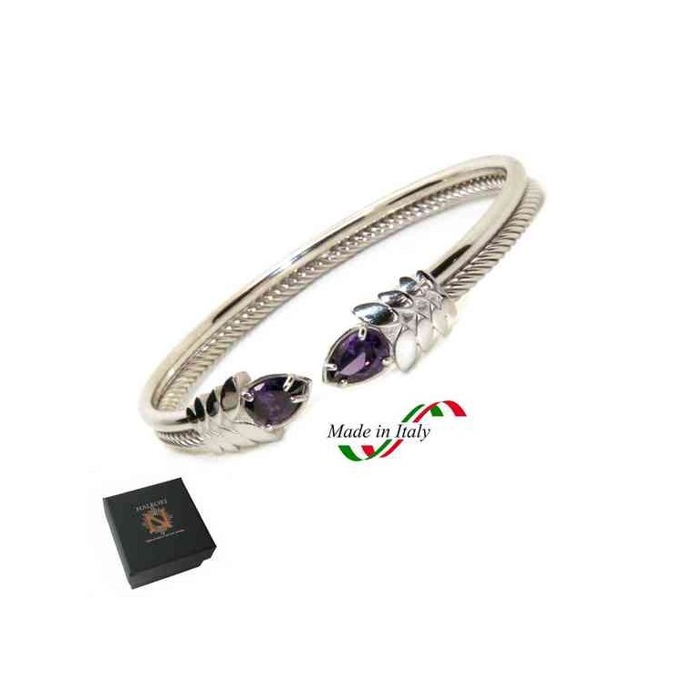 RMB|NALBORI Cable rigid cable bracelet open with purple amethist zircon