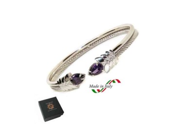 RMB|NALBORI Cable rigid cable bracelet open with purple amethist zircon