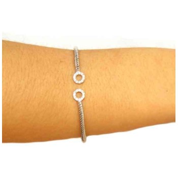 RMB|NALBORI Cable open rigid cable bracelet with cubic zirconia rings