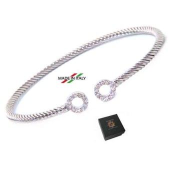 RMB|NALBORI Cable open rigid cable bracelet with cubic zirconia rings