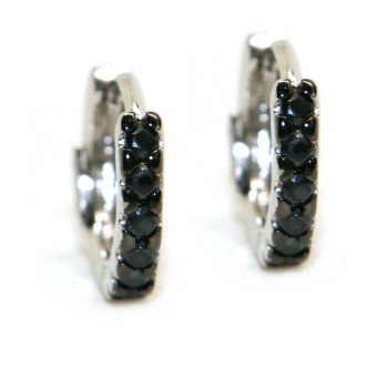 RMB|NALBORI orecchini cerchi 12,5mm piccoli argento 925 e zirconi neri