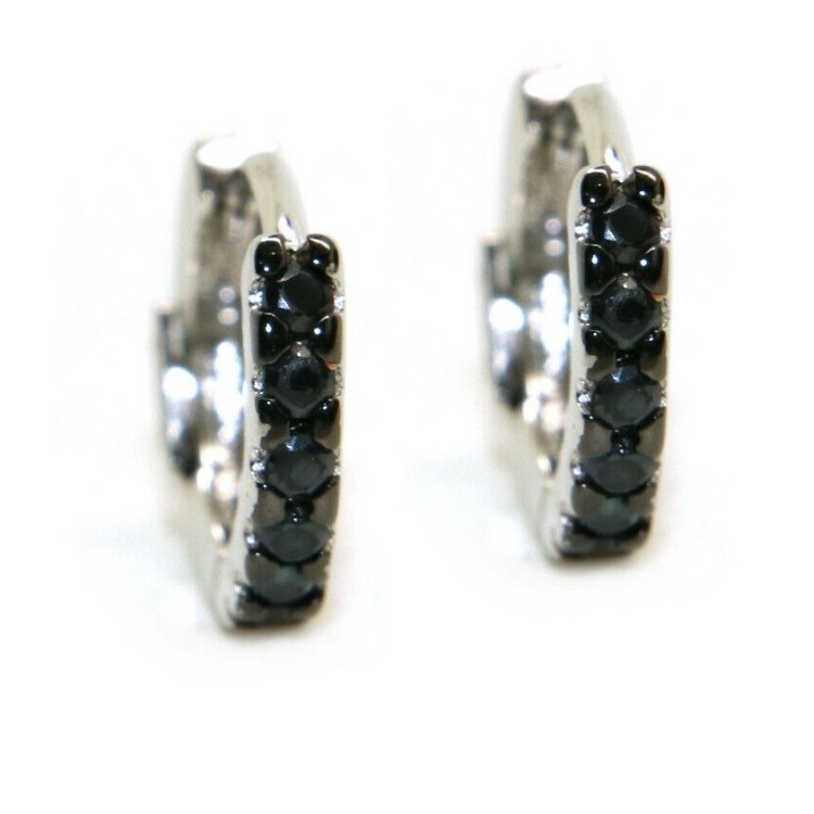 RMB|NALBORI orecchini cerchi 12,5mm piccoli argento 925 e zirconi neri