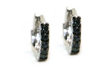 RMB|silver 925 : earrings woman man small hoop 12.5 mm zirconia blacks