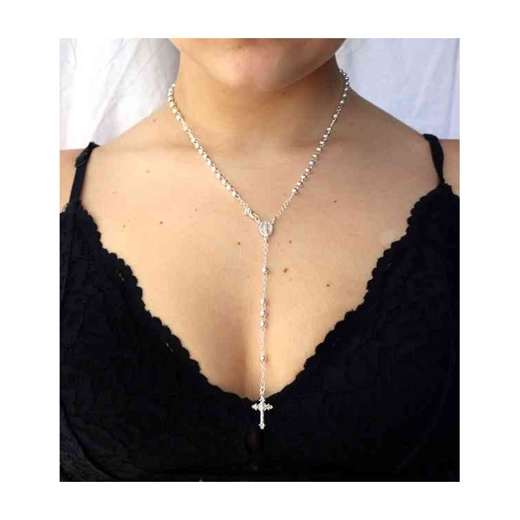 RMB|NALBORI Rosary necklace in 925 sterling silver with balls 4 mm 45 cm