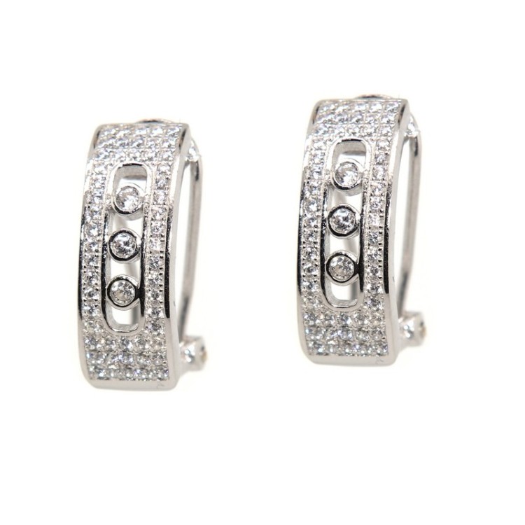 RMB|orecchini argento 925 omega con zirconi per donna