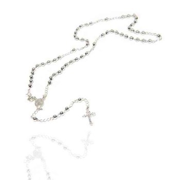 RMB|NALBORI Collana Rosario Argento 925 a Y palline 4 mm 45 cm