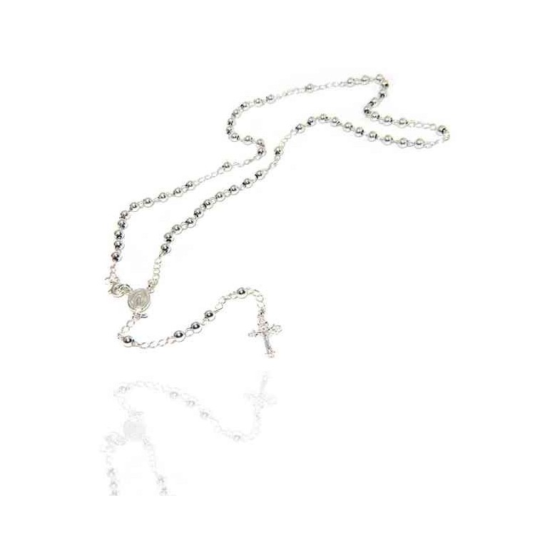 RMB|NALBORI Collana Rosario Argento 925 a Y palline 4 mm 45 cm